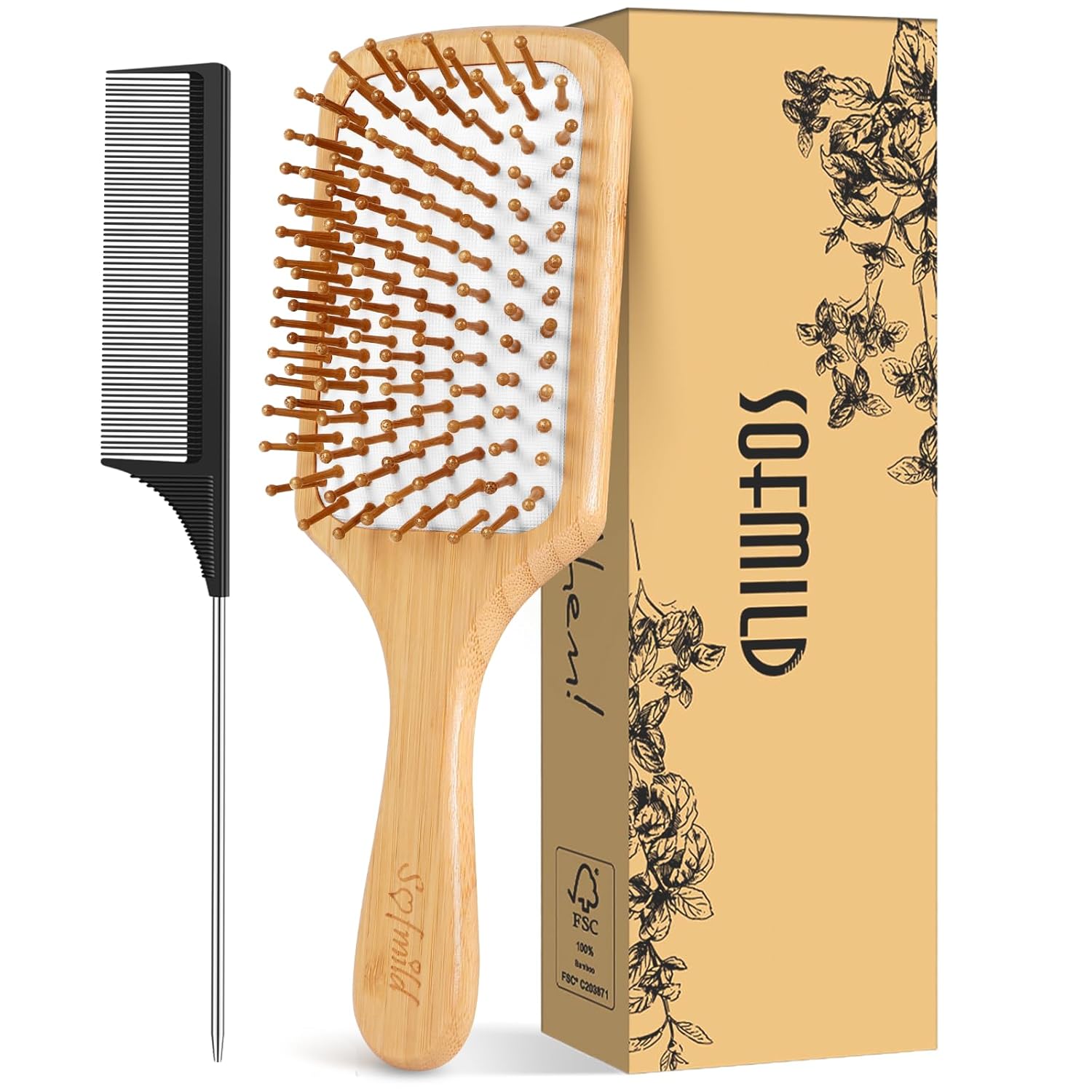 Bamboo Hair Brush - Natural Bamboo Hair Brush & Detangling