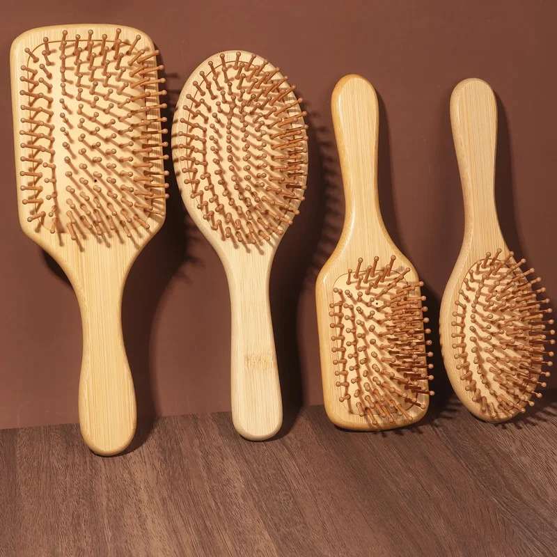 Bamboo Hair Brush - Bamboo Paddle Air Cushion Comb –