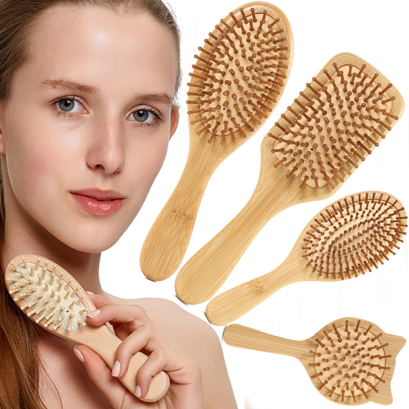 Bamboo Hair Brush - 1pcs Bamboo Wooden Hair Brush Massage