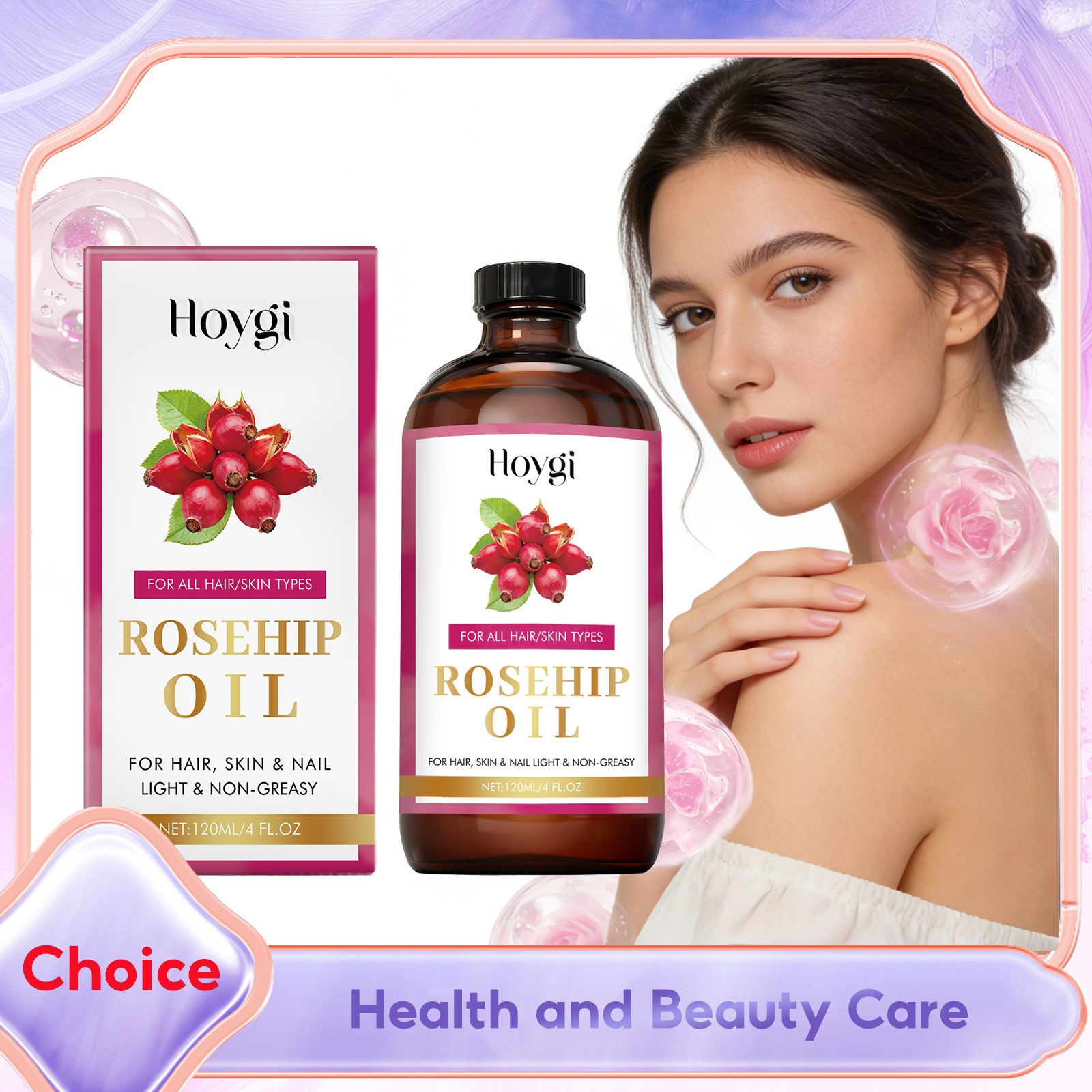 Hair Care Serum - Natural Rosehip Seed Essential Oil Anti-Aging