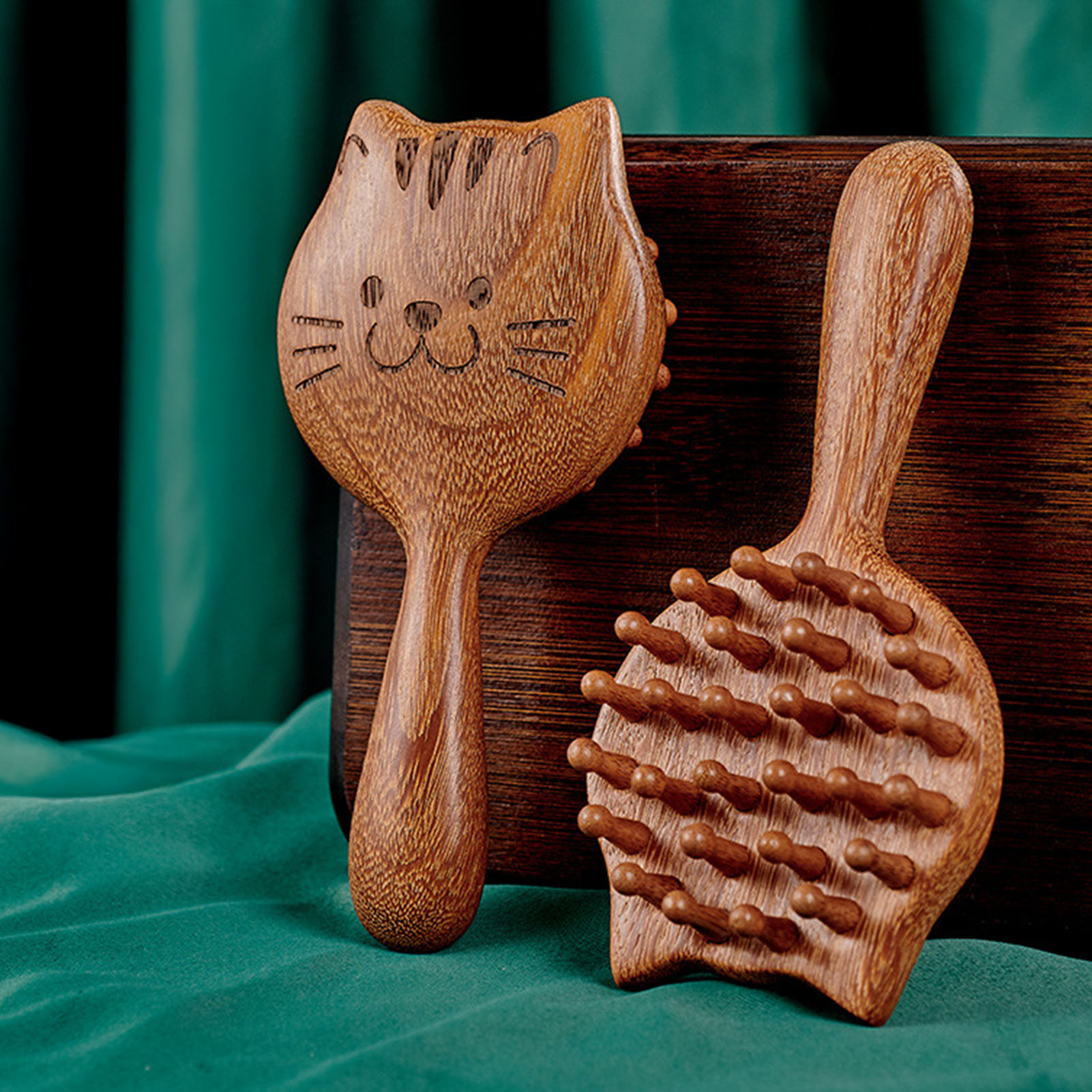 Hair Care Routine - Sandalwood Cat Shaped Scalp Massage Brush