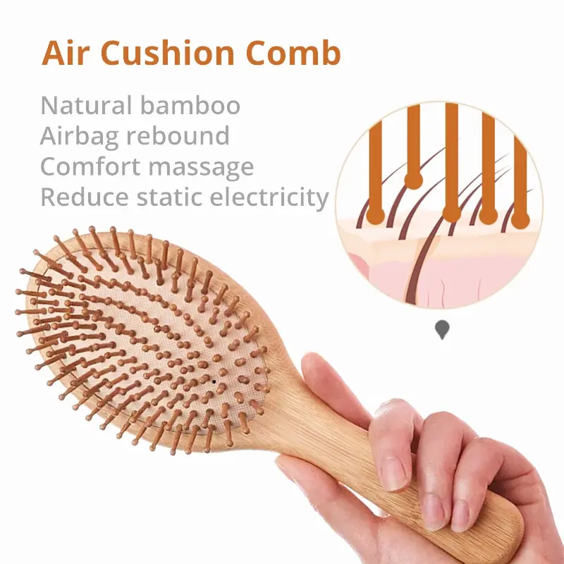 Bamboo Hair Brush - 1Pc Bamboo Material Children's Bamboo Comb