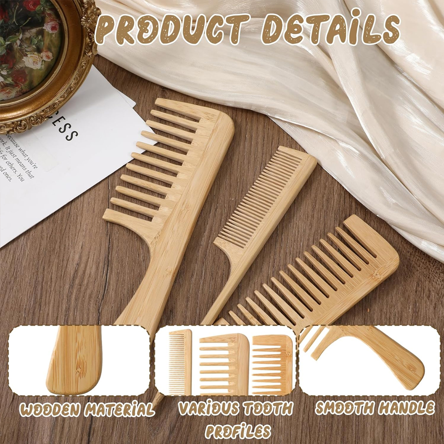 1pc/3pcs Handmade Bamboo Anti- - Bamboo Hair Brush incelemesi ve fiyatı